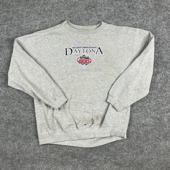 Pro Edge Sweatshirt Mens XL Gray Racing Crewneck  Daytona 500 Graphic - Picture 2 of 10